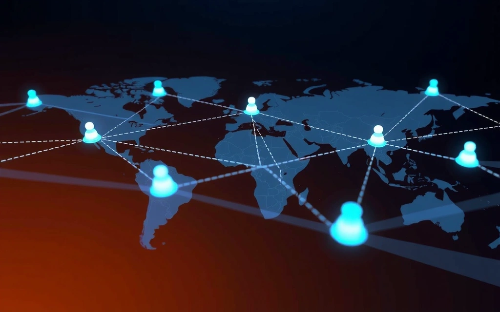 Imagen de una red logística global con rutas optimizadas